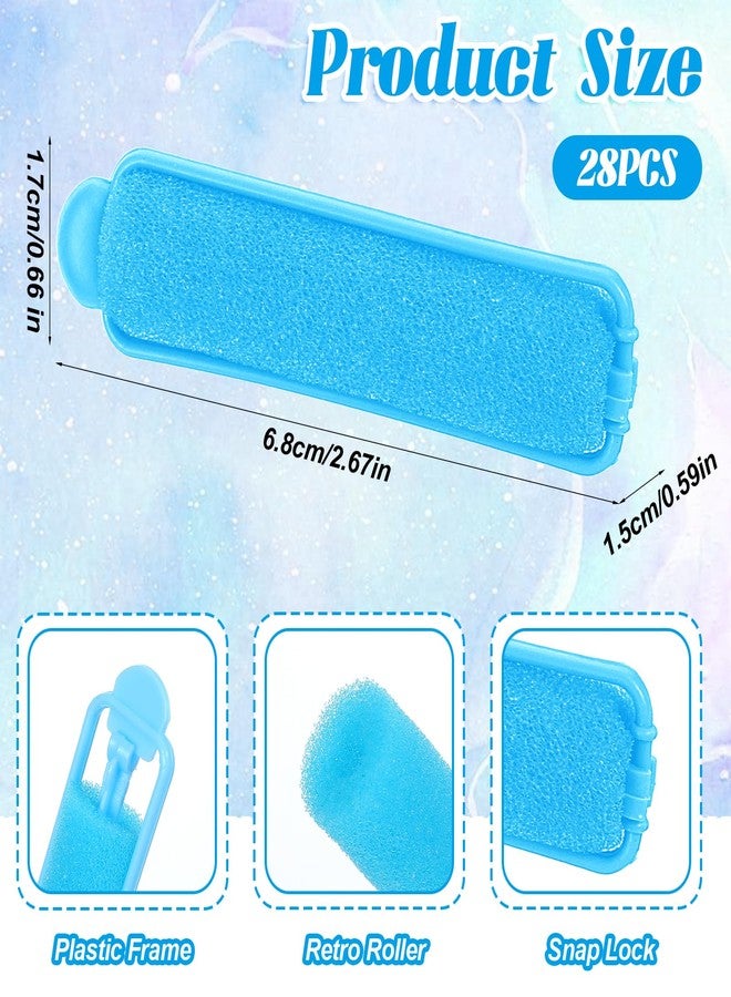 oruola مجموعة أورولا المكونة من 28 قطعة من بكرات الشعر الإسفنجية، بكرات شعر إسفنجية، 2.67 بوصة، بكرات شعر بدون حرارة لتصفيف الشعر الطويل والقصير للسيدات والأطفال، لون أزرق - Image 2